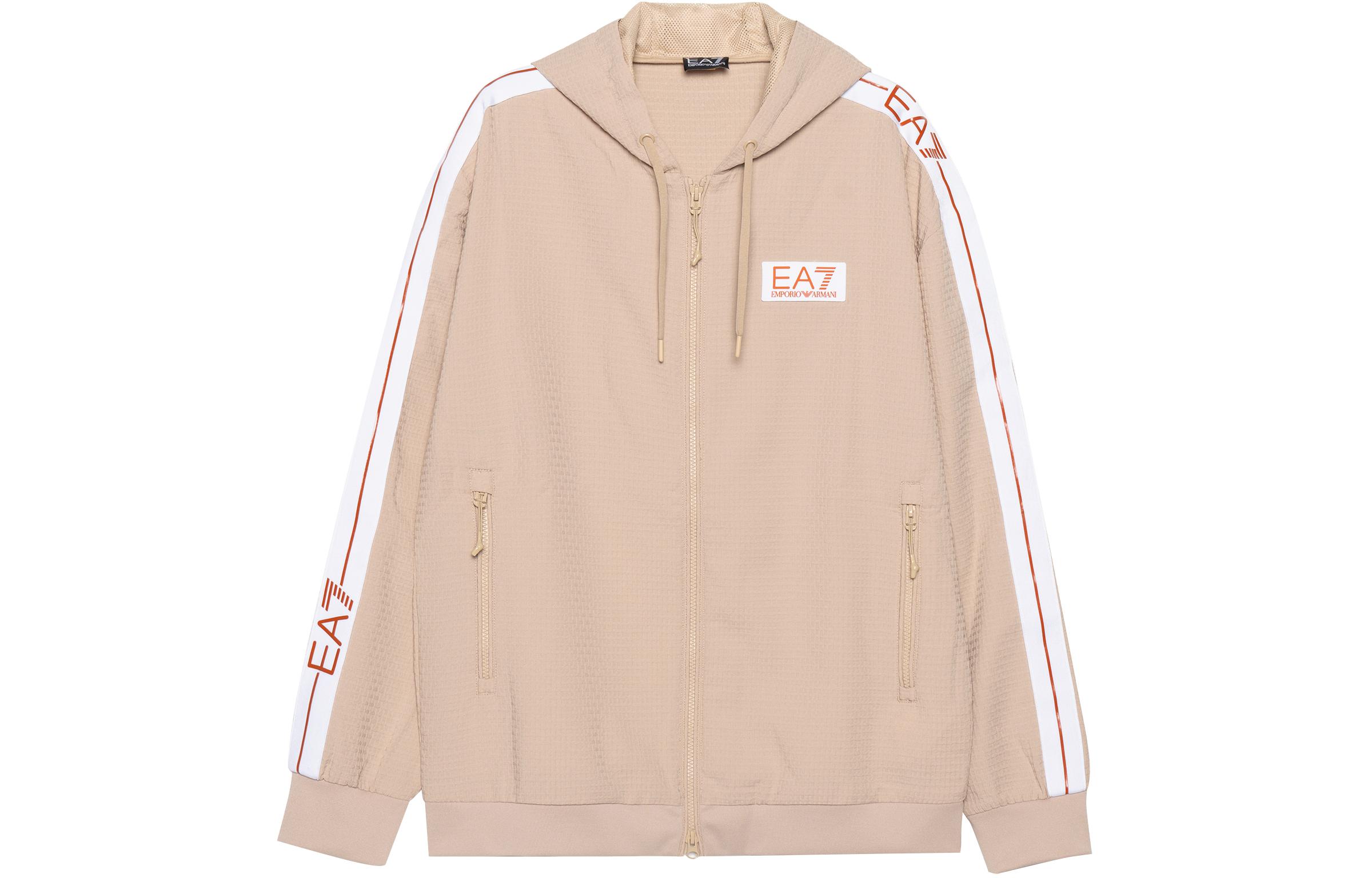 Emporio Armani EA7 SS23 Logo Print Hooded Jacket Beige PN6ZZ3-RPM67-1722