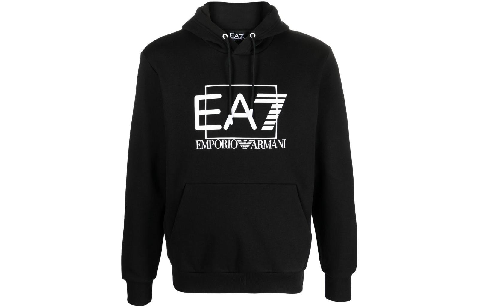 Emporio Armani EA7 SS23 Logo Print Hoodie Black 3RPM02-PJ07Z-1200