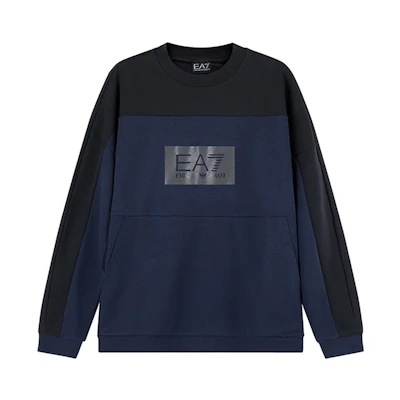 Emporio Armani EA7 SS23 Logo Print Navy Blue Crewneck Sweatshirt 3RPM27-PJF3Z-1554