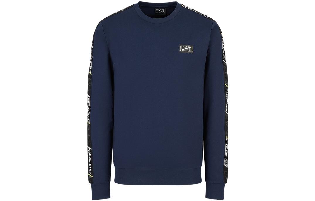 Emporio Armani EA7 SS23 Logo Print Navy Blue Crewneck Sweatshirt for Men 3RPM08-PJ05Z-1554