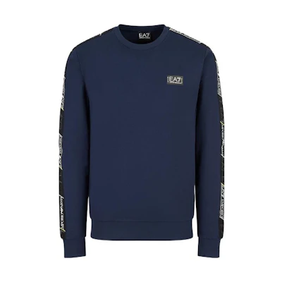 Emporio Armani EA7 SS23 Logo Print Navy Blue Crewneck Sweatshirt for Men 3RPM08-PJ05Z-1554