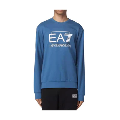 Emporio Armani EA7 SS23 Logo Print Pullover Sweatshirt Men’s Blue 3RPM60-PJ05Z-1534