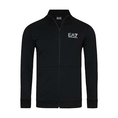 Emporio Armani EA7 SS23 Logo Print Stand Collar Zip Jacket Black 6KPM90-PJBZZ-1200