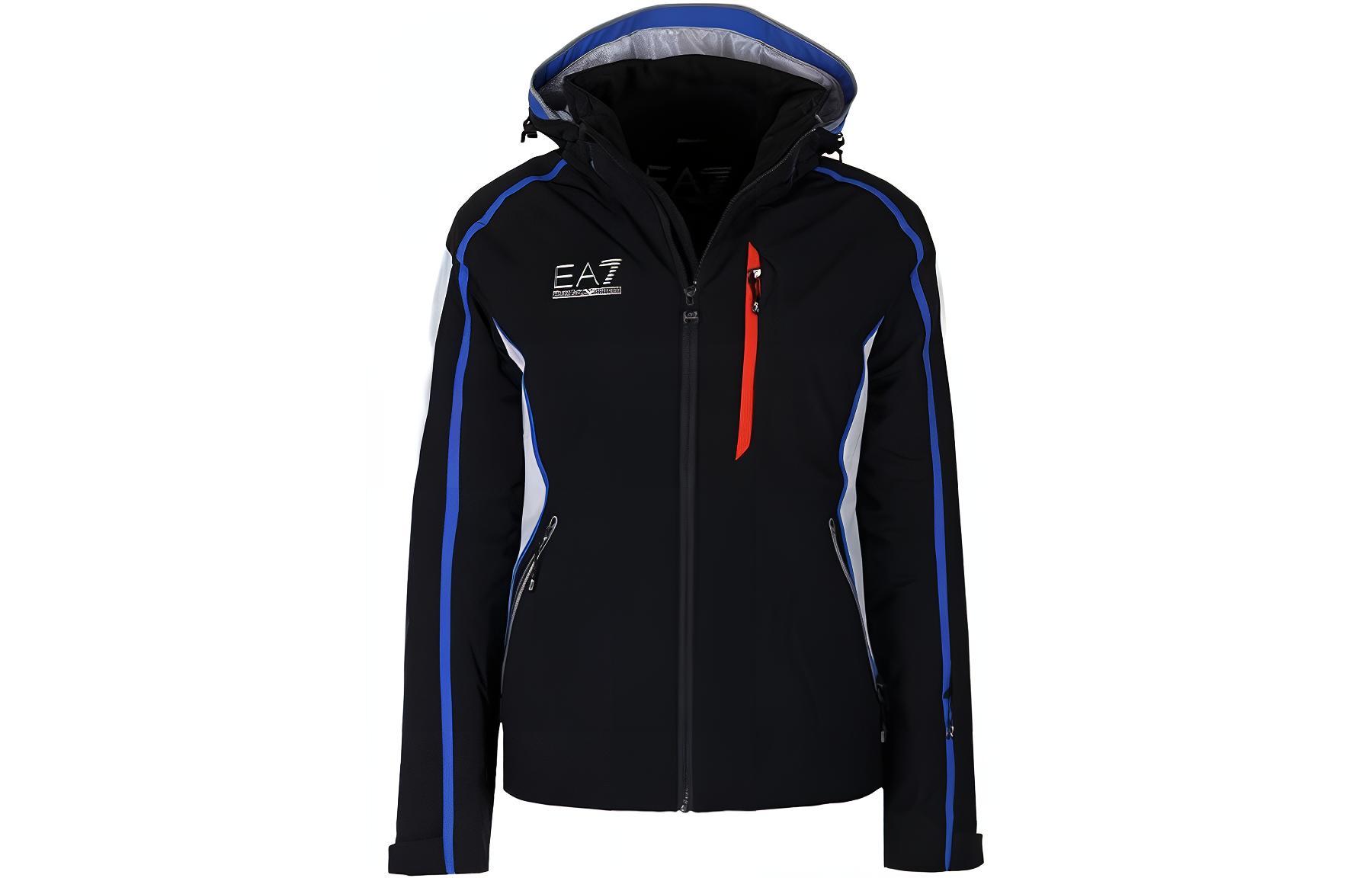 Emporio Armani EA7 SS23 Logo Print Striped Black Long Sleeve Jacket for Men 6XPG14-PN45Z-1200