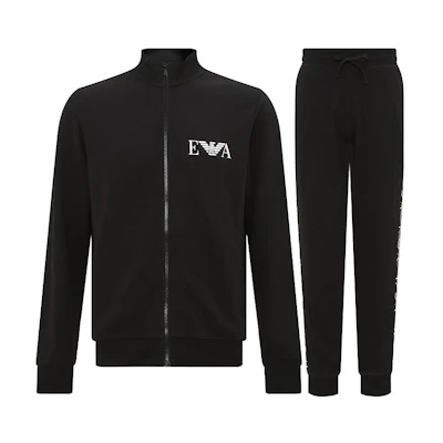 EMPORIO ARMANI EA7 SS23 Logo Print Tracksuit Set Men’s Black 111927-3R571-00020