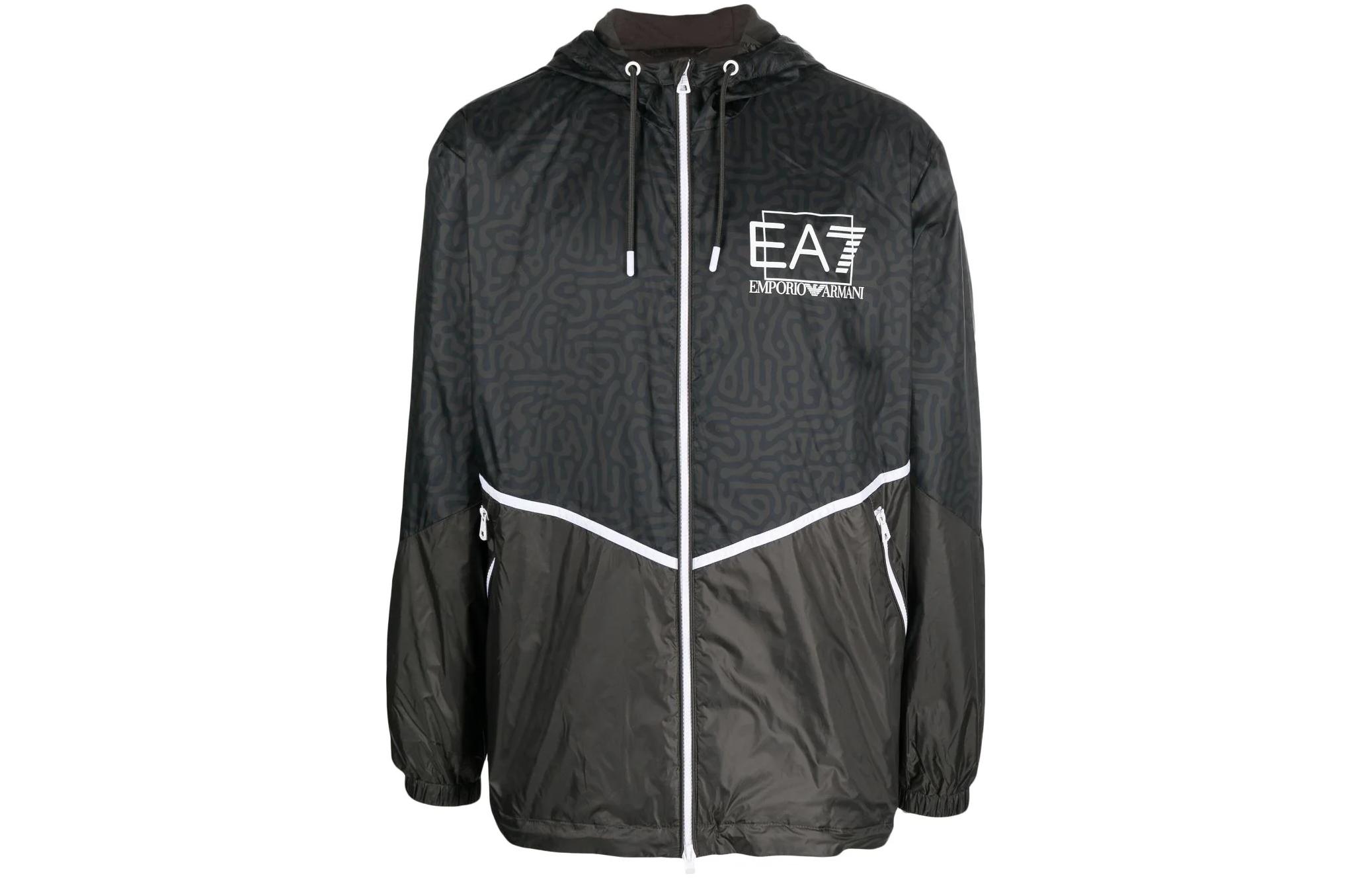 Emporio Armani EA7 SS23 Logo Print Zip-Up Hoodie Jacket - Dark Green 3RPB04-PN5ZZ-1997