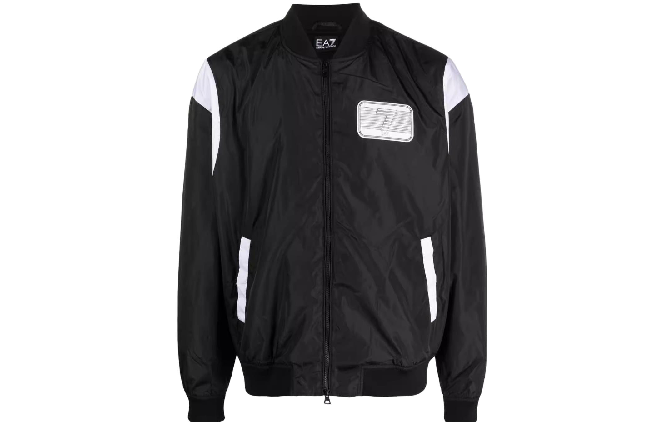 Emporio Armani EA7 SS23 Logo Print Zip Jacket Black 19890228