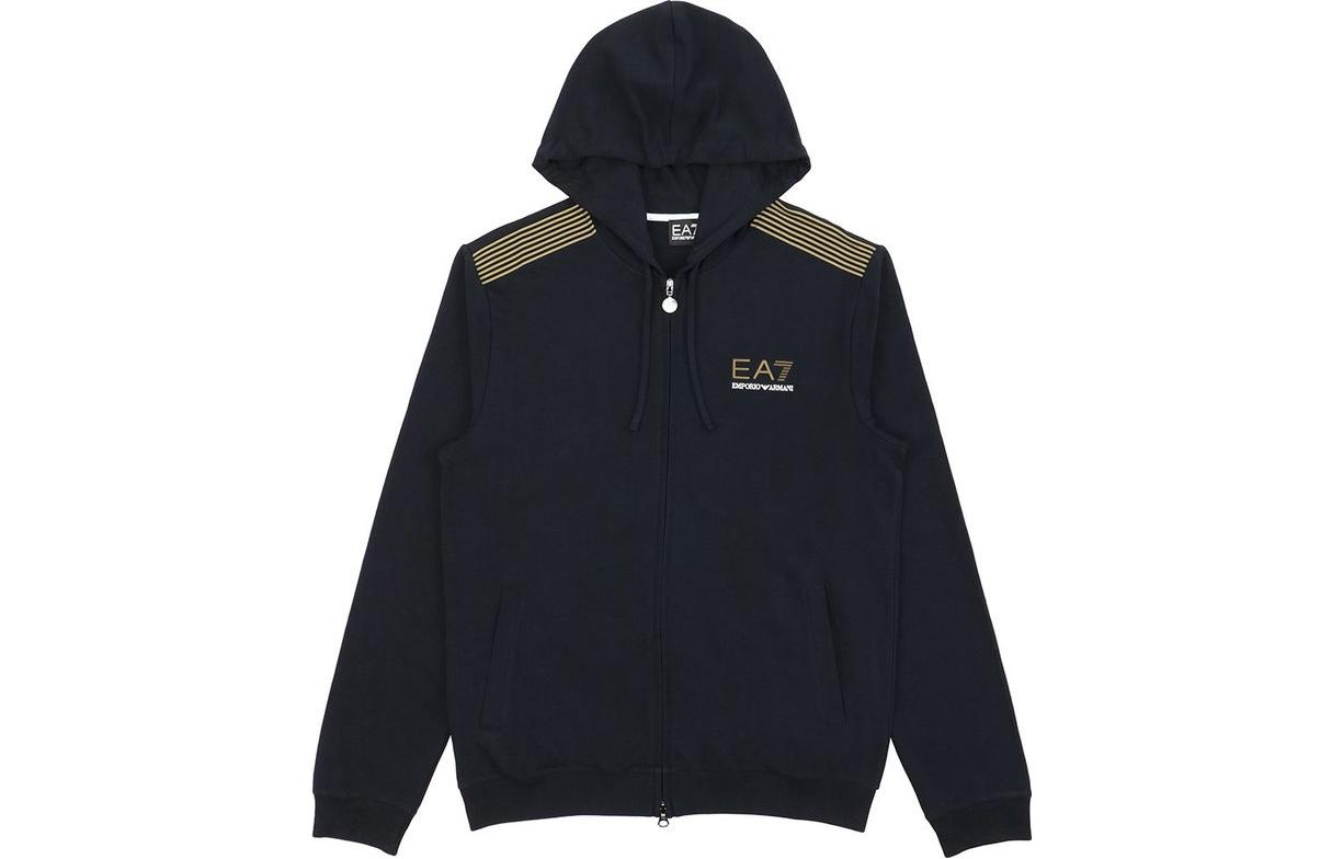 Emporio Armani EA7 SS23 Logo Stripe Print Pullover Sweatshirt Men’s Black 274608-4A204-02836
