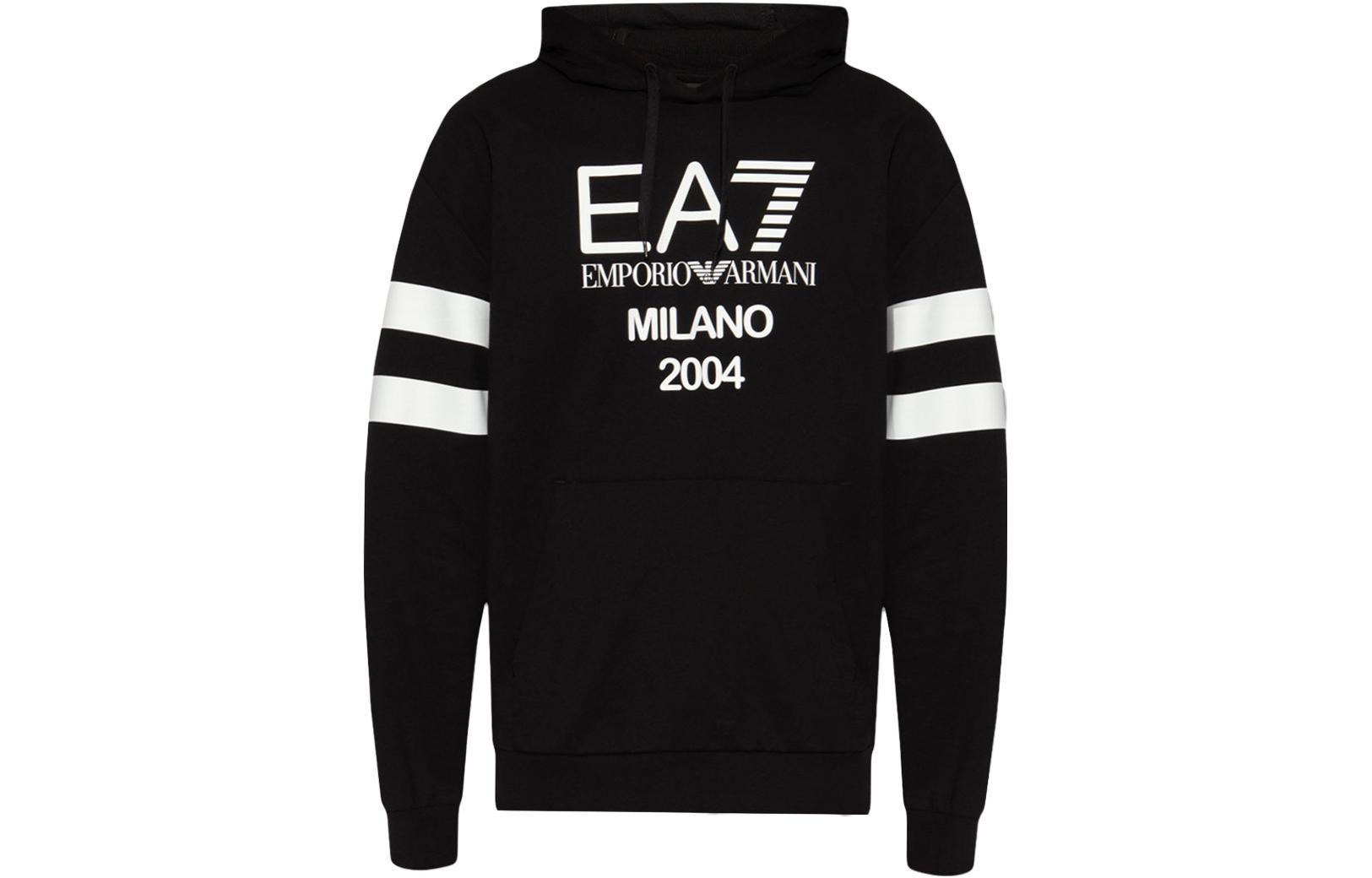 Emporio Armani EA7 SS23 Logo Striped Print Pullover Hoodie Black 3RUM04-PJ2SZ-1200 圖 2