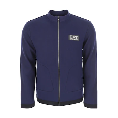 Emporio Armani EA7 SS23 Navy Blue Logo Patch Long-Sleeve Sweatshirt Mens 3RPM57-PJFAZ-1554