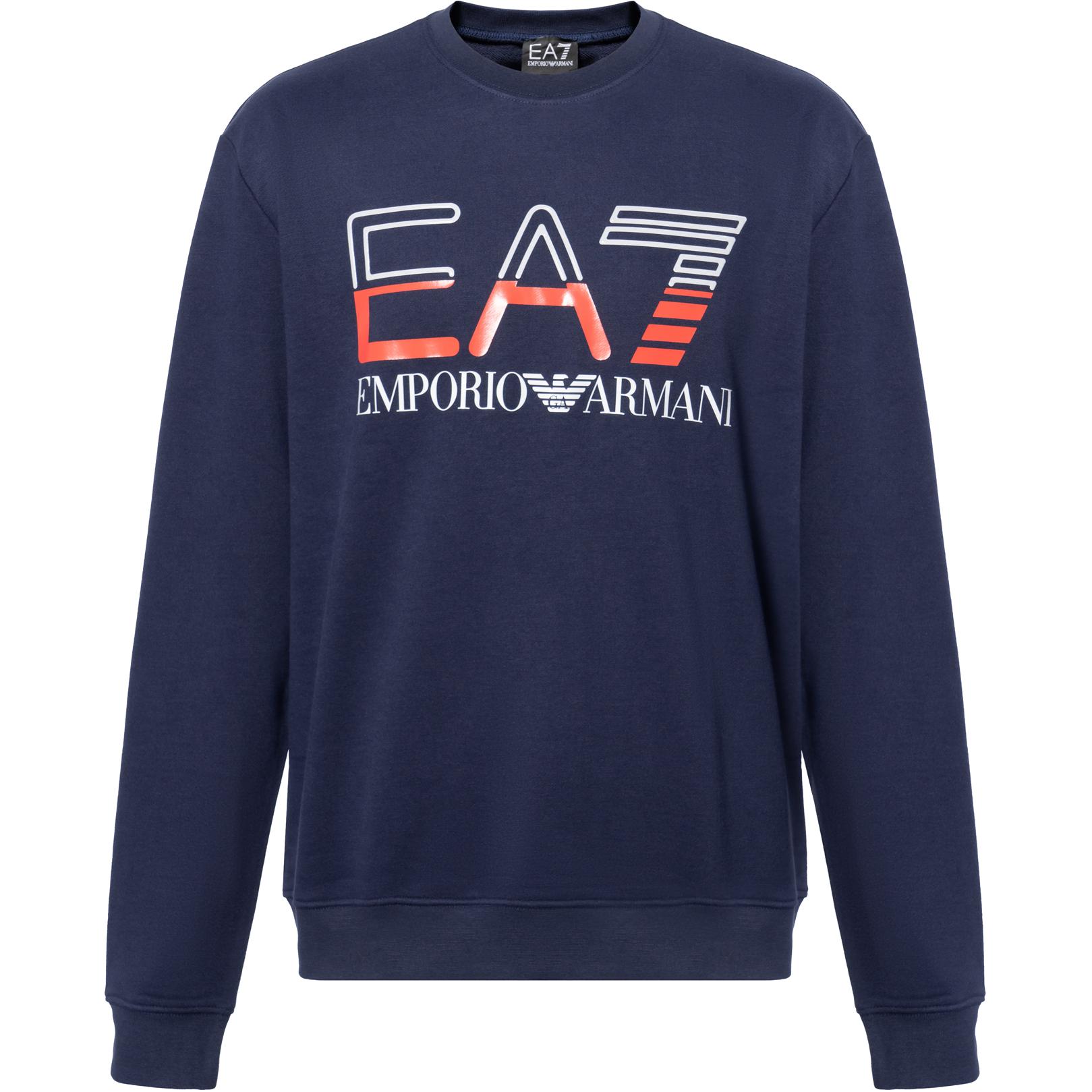 Emporio Armani EA7 SS23 Navy Blue Logo Print Crewneck Sweatshirt 3RPM12-PJLSZ-1554