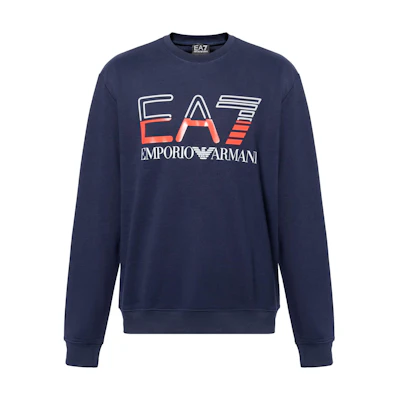 Emporio Armani EA7 SS23 Navy Blue Logo Print Crewneck Sweatshirt 3RPM12-PJLSZ-1554