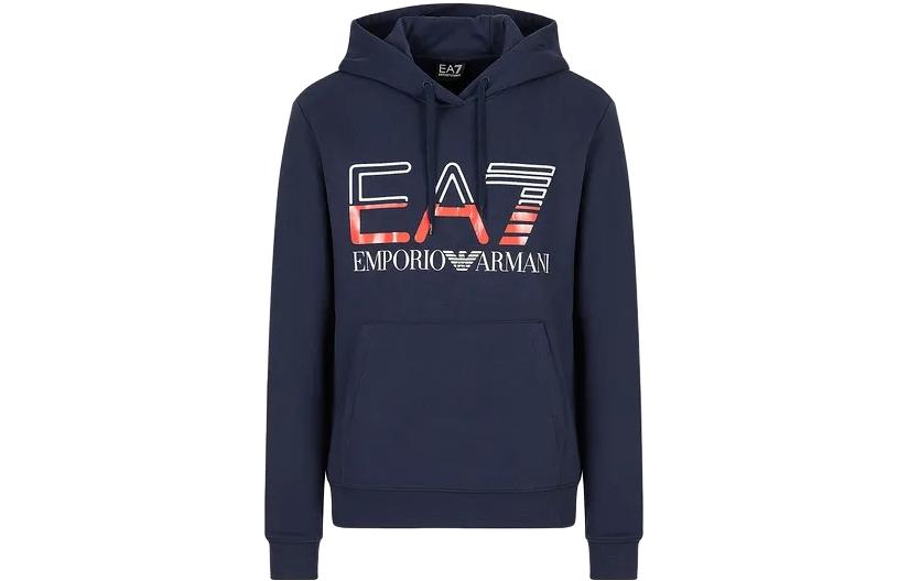 Emporio Armani EA7 SS23 Navy Letter Print Loose Fit Hoodie 3RPM13-PJLSZ-1554