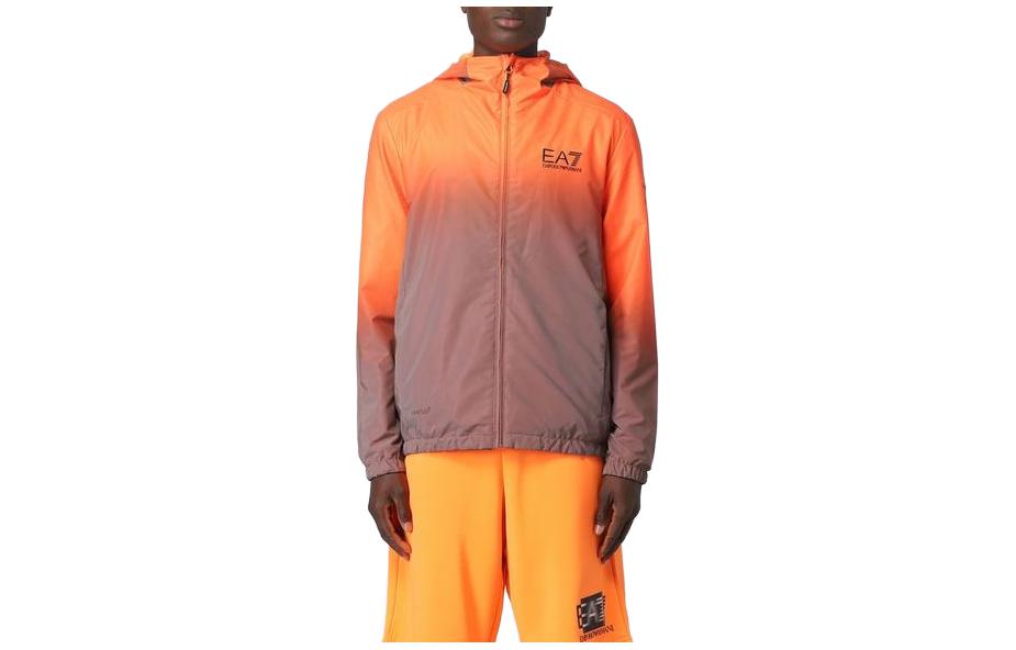 Emporio Armani EA7 SS23 Orange Hoodie Zip Long-Sleeve Jacket 3RPB17-PNBYZ-2604