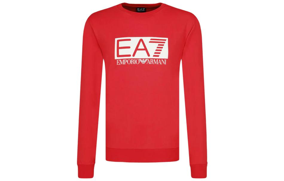 Emporio Armani EA7 SS23 Red Long-Sleeve Crewneck Sweatshirt for Men 3GPM60-J05Z-1450