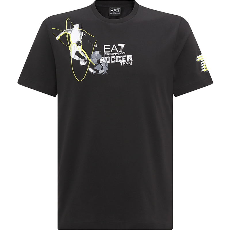 Emporio Armani EA7 SS23 Soccer Graphic Crewneck T-Shirt Black. 3RPT44-PJ7CZ-1200