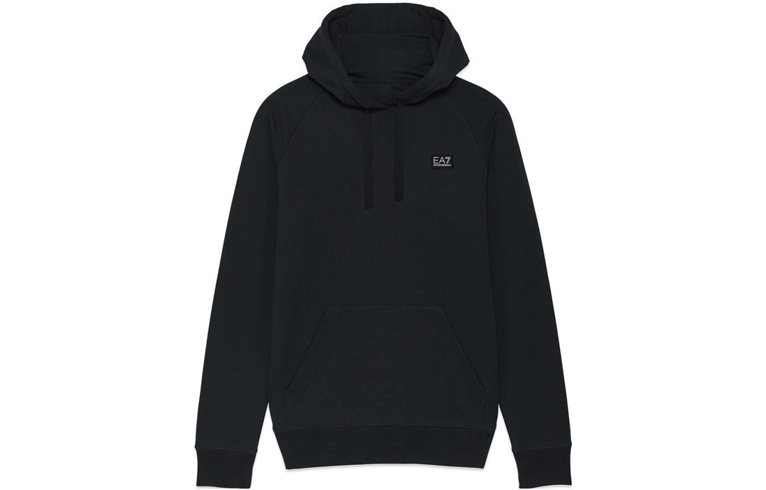 Emporio Armani EA7 SS23 Solid Drawstring Hoodie Pullover Navy Blue 6GPM26-PJP2Z-1578