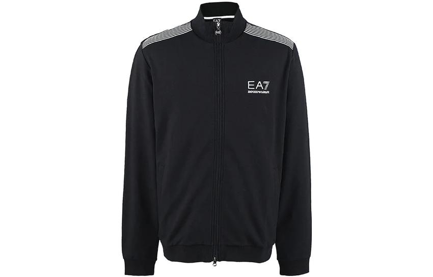 Emporio Armani EA7 SS23 Striped Logo Print Black Long-Sleeve Jacket 274301-4A204-00020