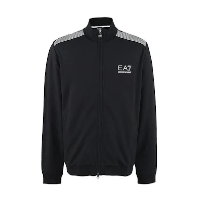 Emporio Armani EA7 SS23 Striped Logo Print Black Long-Sleeve Jacket 274301-4A204-00020