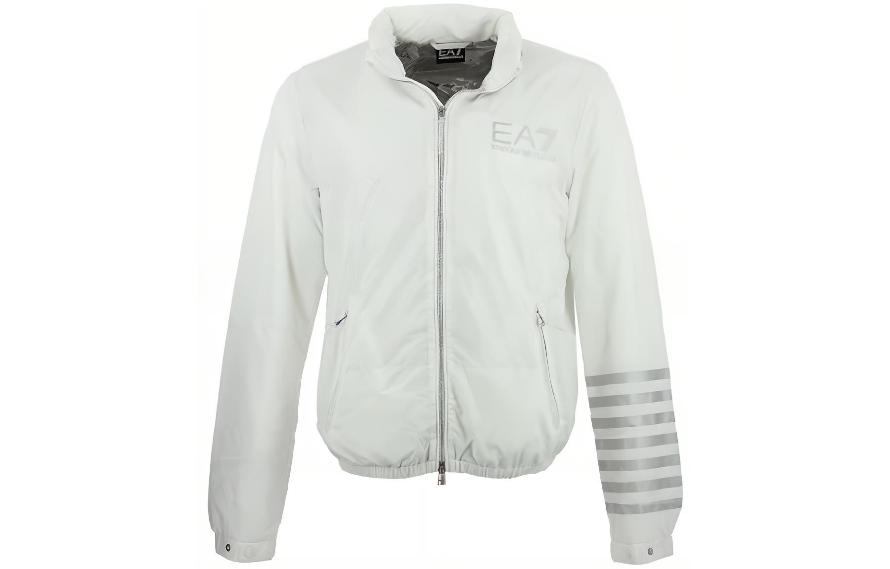 Emporio Armani EA7 SS23 White Letter Print Long-Sleeve Zip Jacket - 271729-6P220-00010