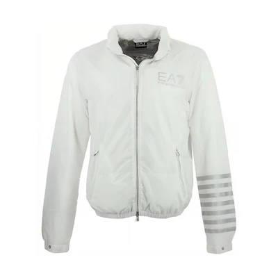 Emporio Armani EA7 SS23 White Letter Print Long-Sleeve Zip Jacket - 271729-6P220-00010