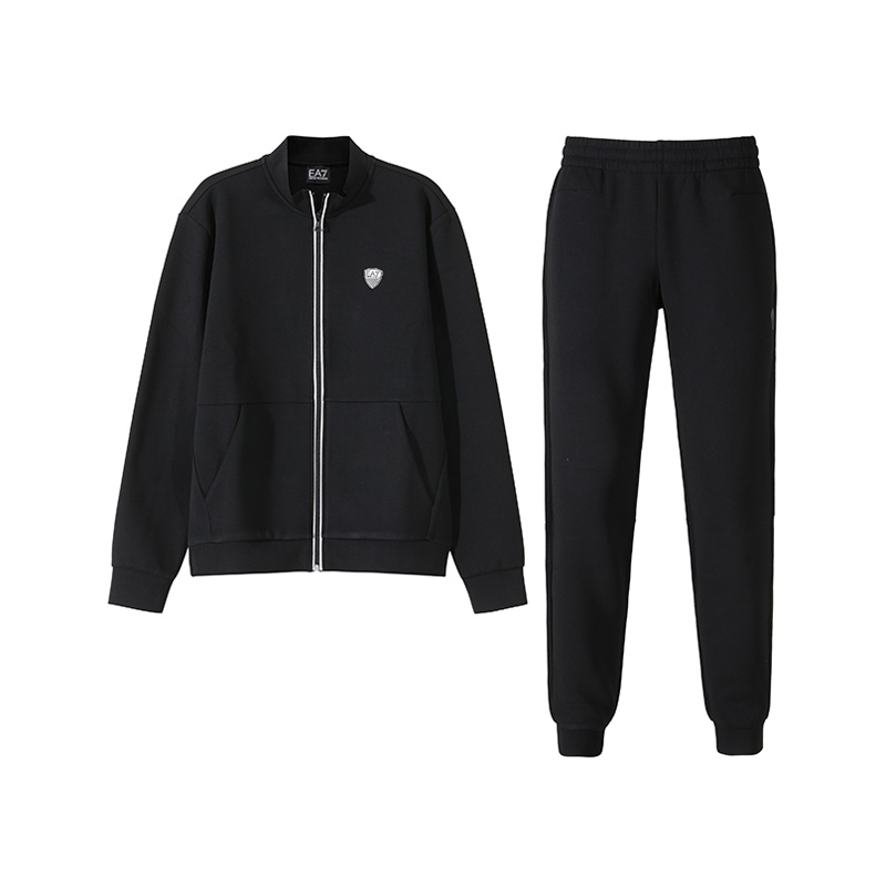 Emporio Armani EA7 SS24  Black Logo Zip-Up Tracksuit Set Casual Wear. 8NPV56-PJ4EZ-1200