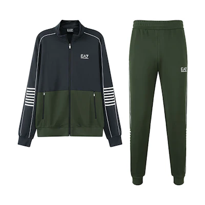 Emporio Armani EA7 SS24 Colorblock Logo Tracksuit with Zippered Pants. 6RPV53-PJ16Z-25CL