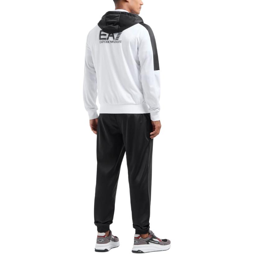 Shop エンポリオアルマーニ EA7 SS24 ロゴプリント フーディ ジップ ロングスリーブ トラックスーツ 6DPV70-PJHCZ-21BA