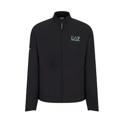 Emporio Armani EA7 SS24 Black Logo Print High-Neck Jacket 3DPM31-PNFWZ-1200