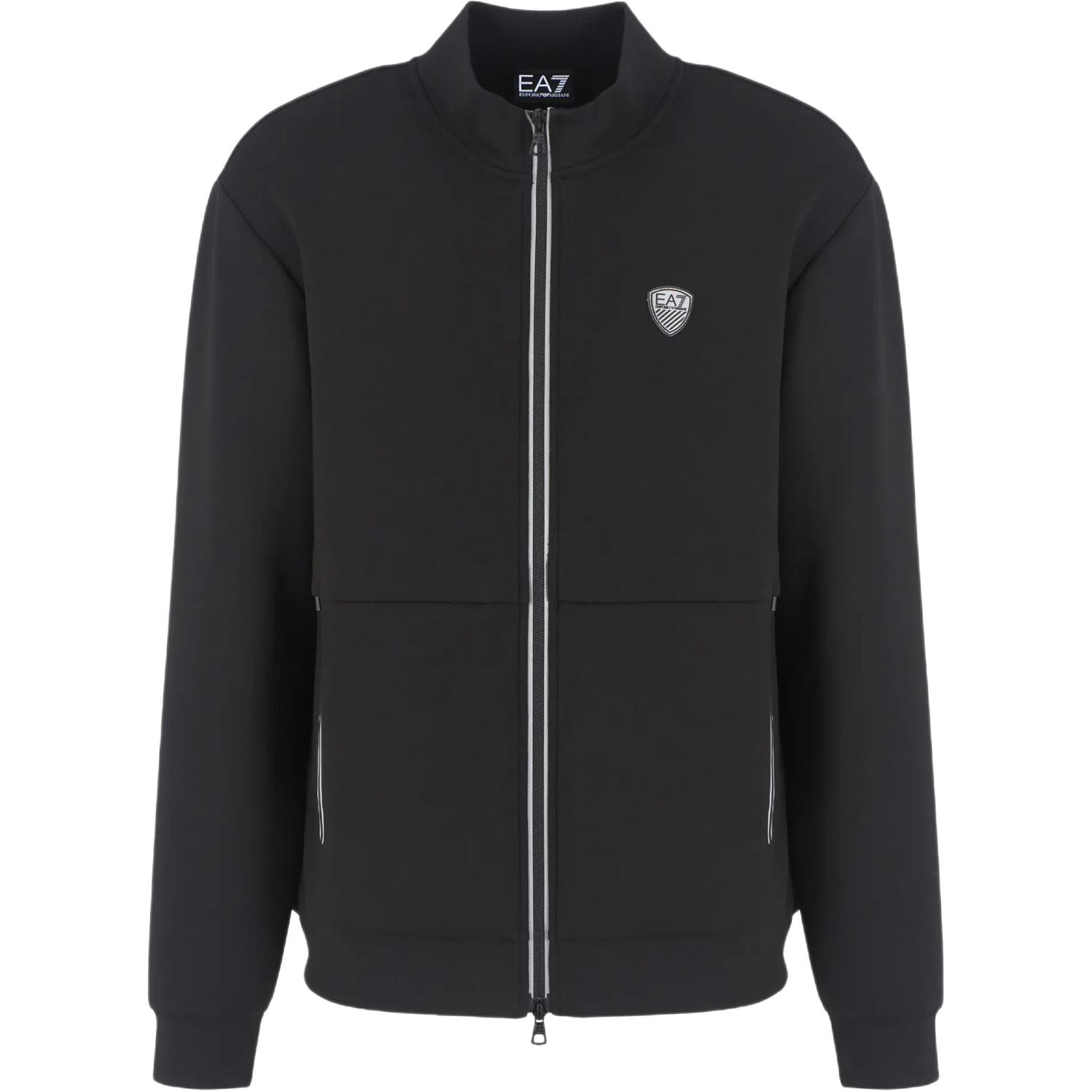 Order Emporio Armani EA7 SS24 Black Logo Stand Collar Zip-Up Sweatshirt for Men. 8NPM19-PJ4EZ-1200