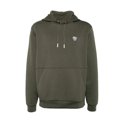 Emporio Armani EA7 SS24 Green Logo Drawstring Hoodie for Men 8NPM21-PJ4EZ-1846