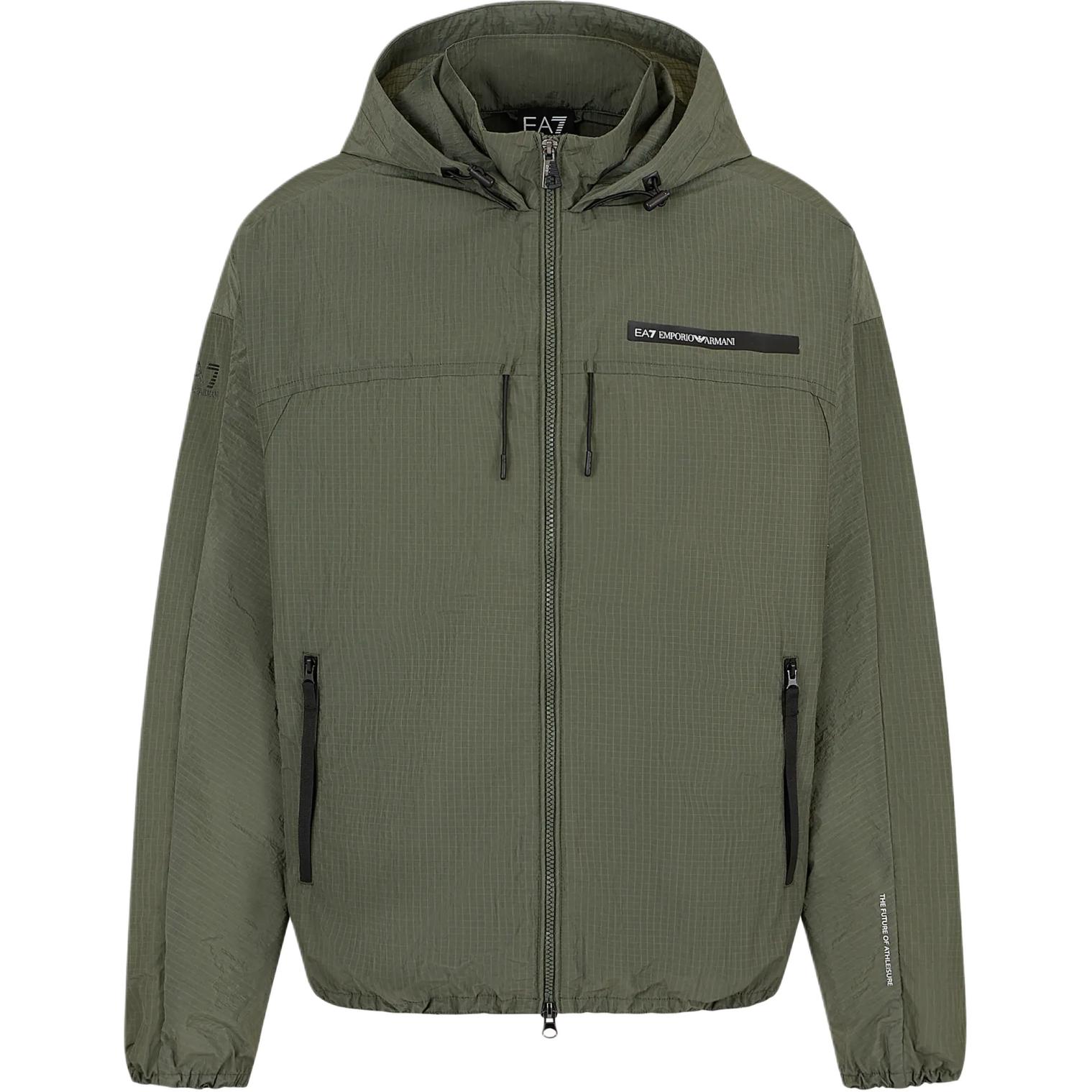 Emporio Armani EA7 SS24 Green Zip Hoodie Jacket with Logo Print 3DPB19-PNFVZ-1846