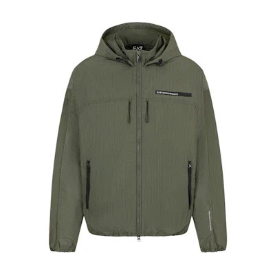 Emporio Armani EA7 SS24 Green Zip Hoodie Jacket with Logo Print 3DPB19-PNFVZ-1846