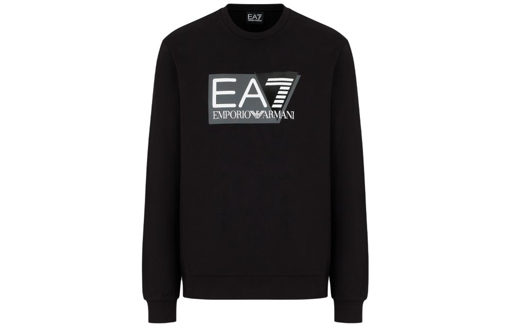 Emporio Armani EA7 SS24 Logo Print Crewneck Sweatshirt Men’s Black 3DPM60-PJ05Z-1200