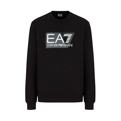 Emporio Armani EA7 SS24 Logo Print Crewneck Sweatshirt Men’s Black 3DPM60-PJ05Z-1200