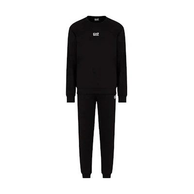 Emporio Armani EA7 SS24 Logo Print Crewneck Sweatshirt Set Black Fashion 8NPV66-PJVTZ-1200