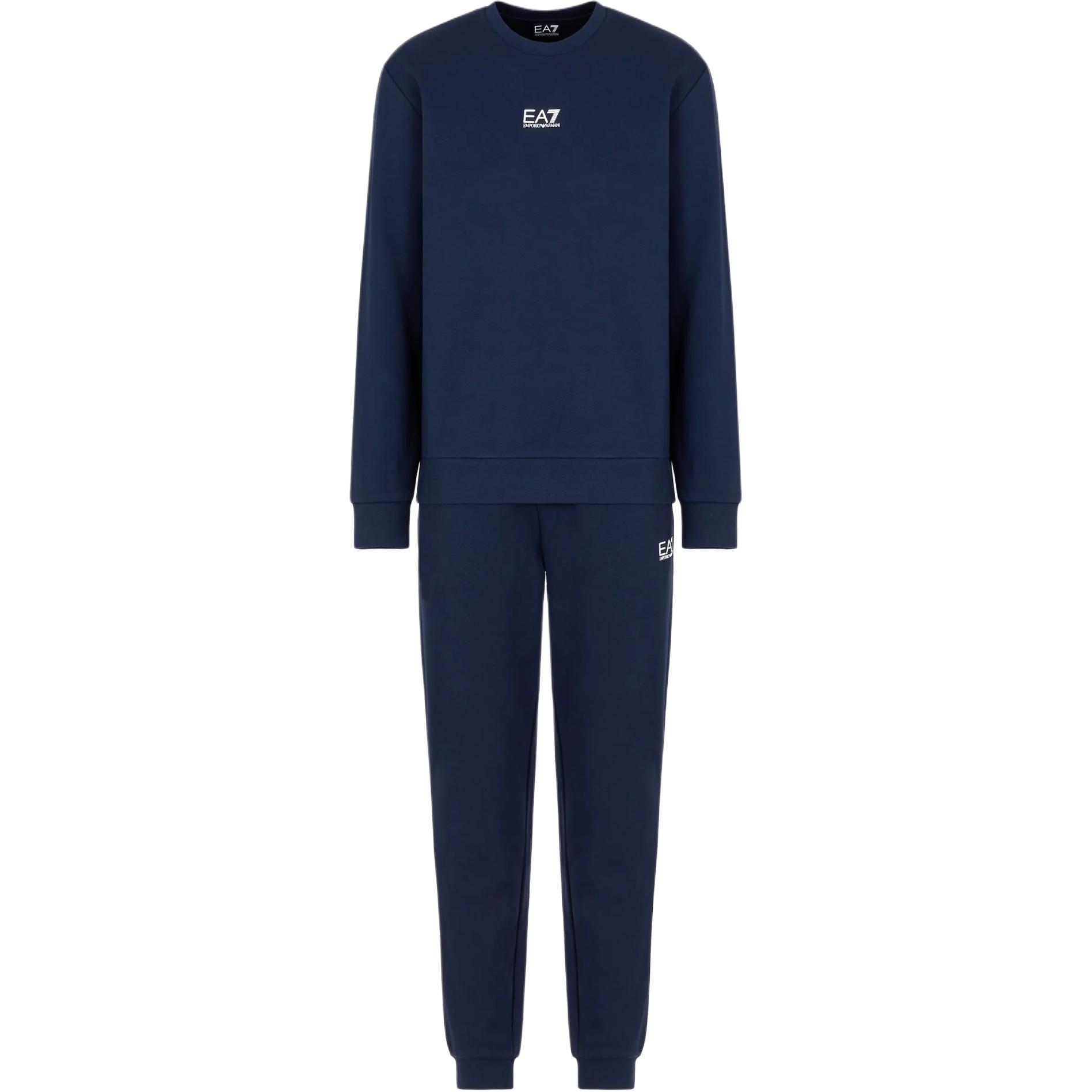 Emporio Armani EA7 SS24 Logo Print Crewneck Sweatshirt Set Navy Men 8NPV66-PJVTZ-1562