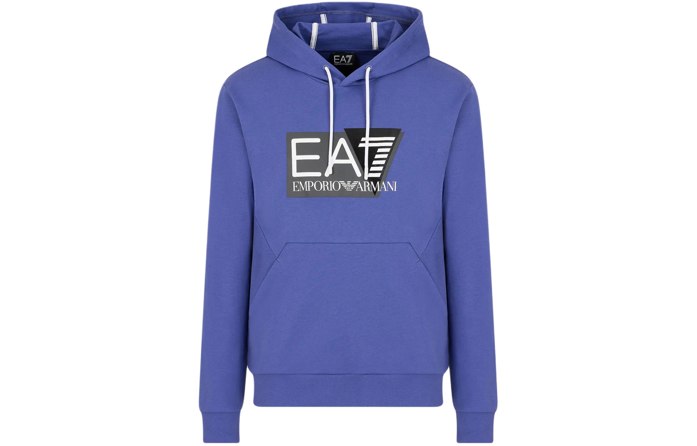 Emporio Armani EA7 SS24 Logo Print Drawstring Hoodie Men’s Blue Purple 3DPM62-PJ05Z-1557