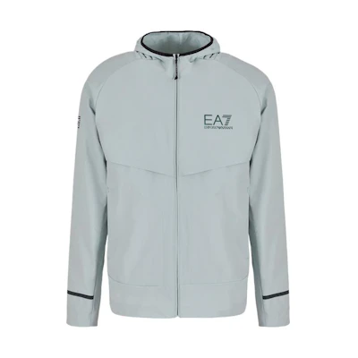 Emporio Armani EA7 SS24 Logo Print Hoodie Jacket Light Blue-Green 3DPM331-PNFWZ-1133