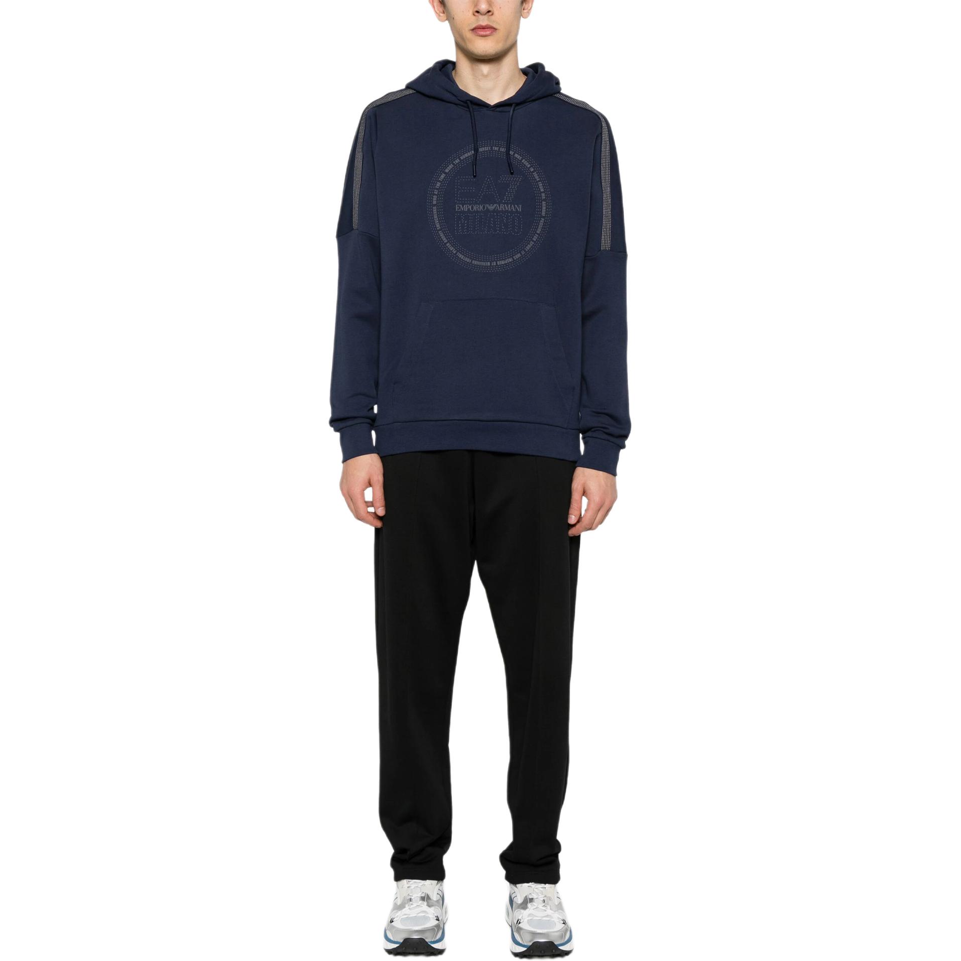 Emporio Armani EA7 SS24 Logo Print Navy Blue Hoodie for Men 3DPM65-PJTKZ-1554 圖 3