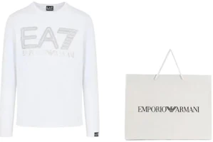 Lookbook Emporio Armani EA7 SS24 白色標誌印花修身長袖T恤 男女通用款 3DPT38-PJMUZ-1100