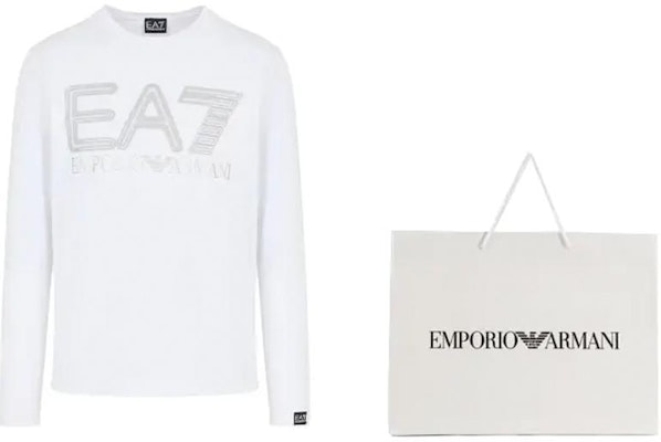 Emporio Armani EA7 SS24 Logo Print Slim-Fit Long Sleeve Tee Unisex White. 3DPT38-PJMUZ-1100 Lookbook Emporio Armani EA7 SS24 Logo Print Slim-Fit Long Sleeve Tee Unisex White. 3DPT38-PJMUZ-1100