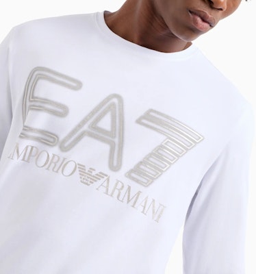 Emporio Armani EA7 SS24 Logo Print Slim-Fit Long Sleeve Tee Unisex White. 3DPT38-PJMUZ-1100 Sizing Emporio Armani EA7 SS24 Logo Print Slim-Fit Long Sleeve Tee Unisex White. 3DPT38-PJMUZ-1100