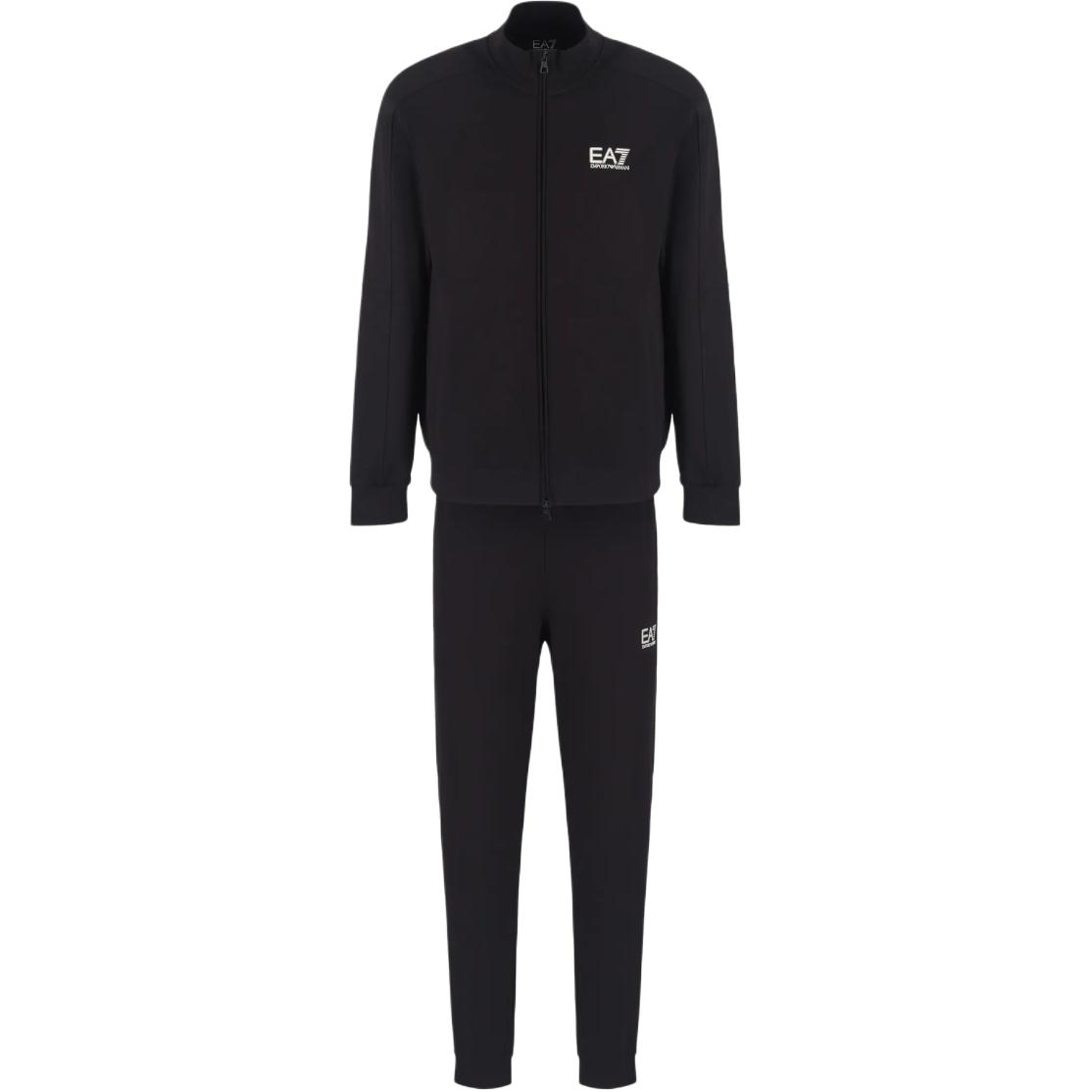 Emporio Armani EA7 SS24 Logo Print Track Jacket & Jogger Set Black  Tracksuit 6DPV57-PJVRZ-1200