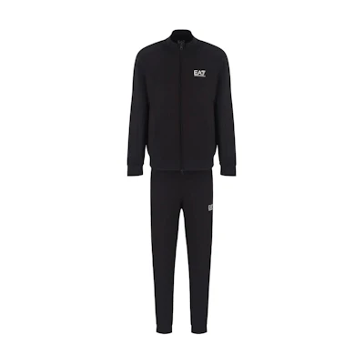 Emporio Armani EA7 SS24 Logo Print Track Jacket & Jogger Set Black Tracksuit 6DPV57-PJVRZ-1200