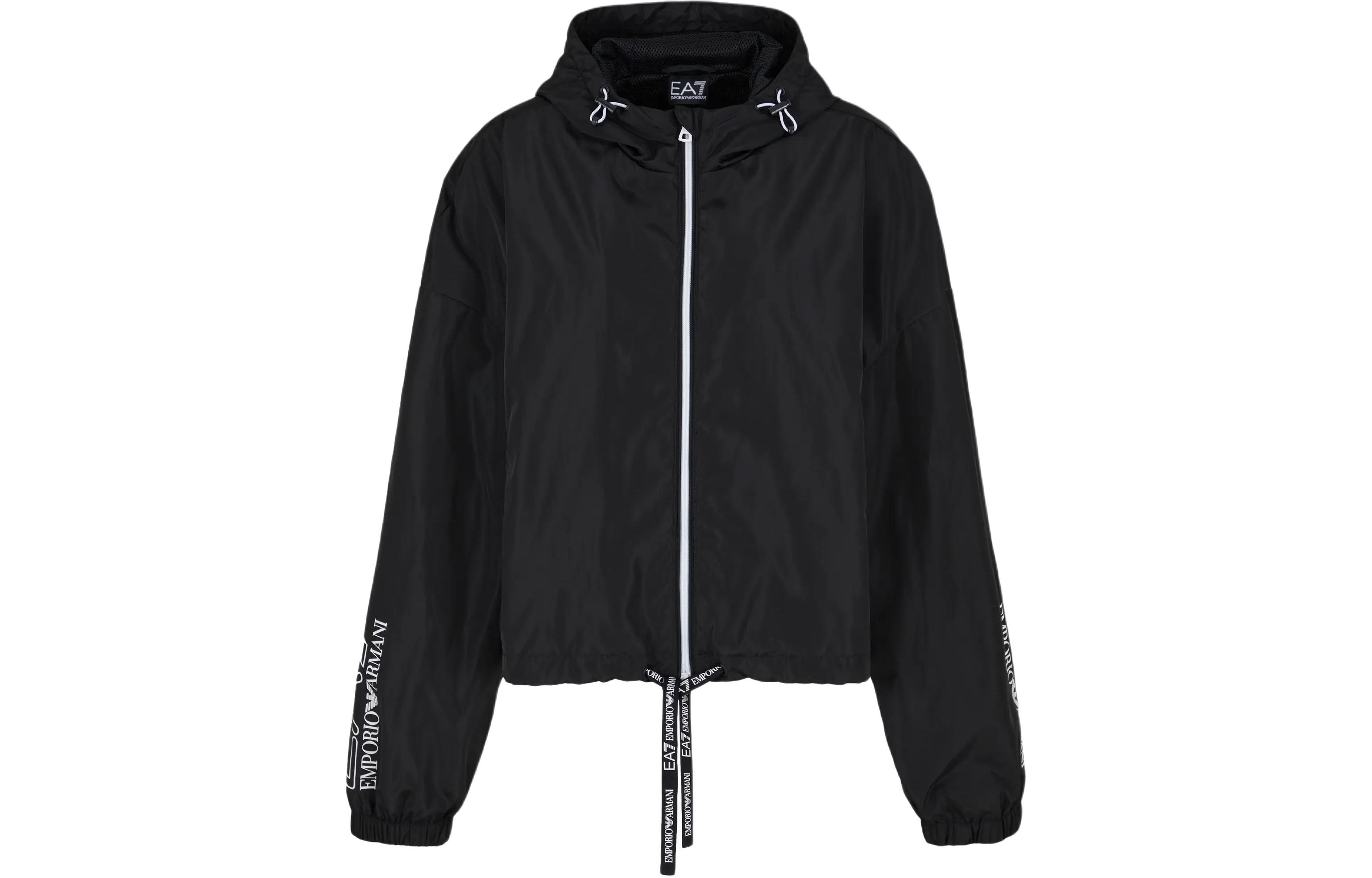 Emporio Armani EA7 SS24 Logo Print Unisex Black Bomber Jacket 3DUB01-PNFNZ-1200