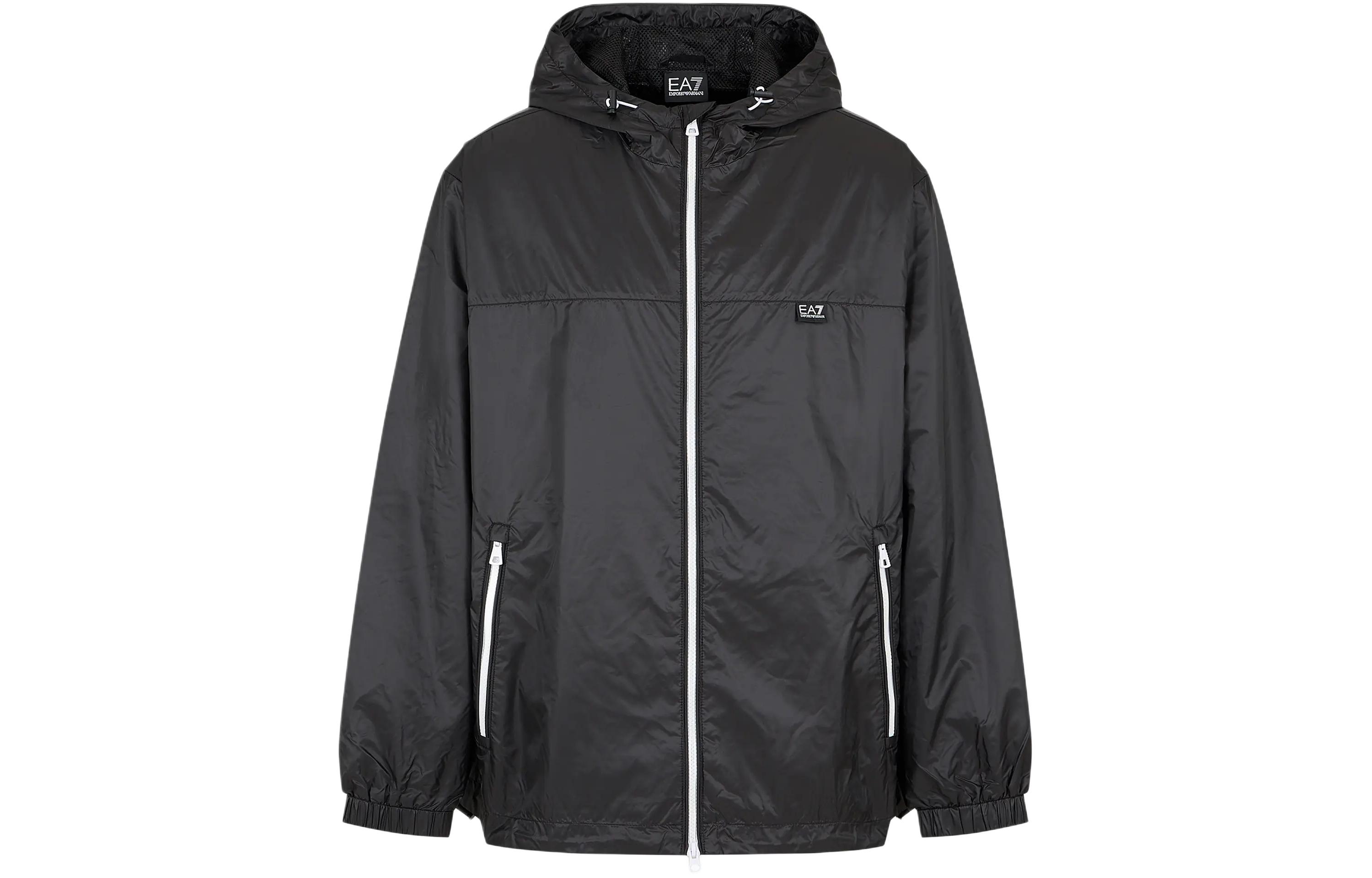 EMPORIO ARMANI EA7 SS24 Logo Print Zip-Up Jacket  Black 3DPB17-PN5ZZ-0208