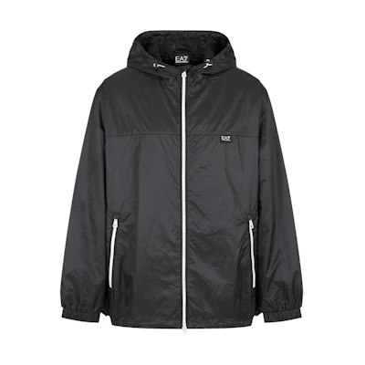 EMPORIO ARMANI EA7 SS24 Logo Print Zip-Up Jacket Black 3DPB17-PN5ZZ-0208