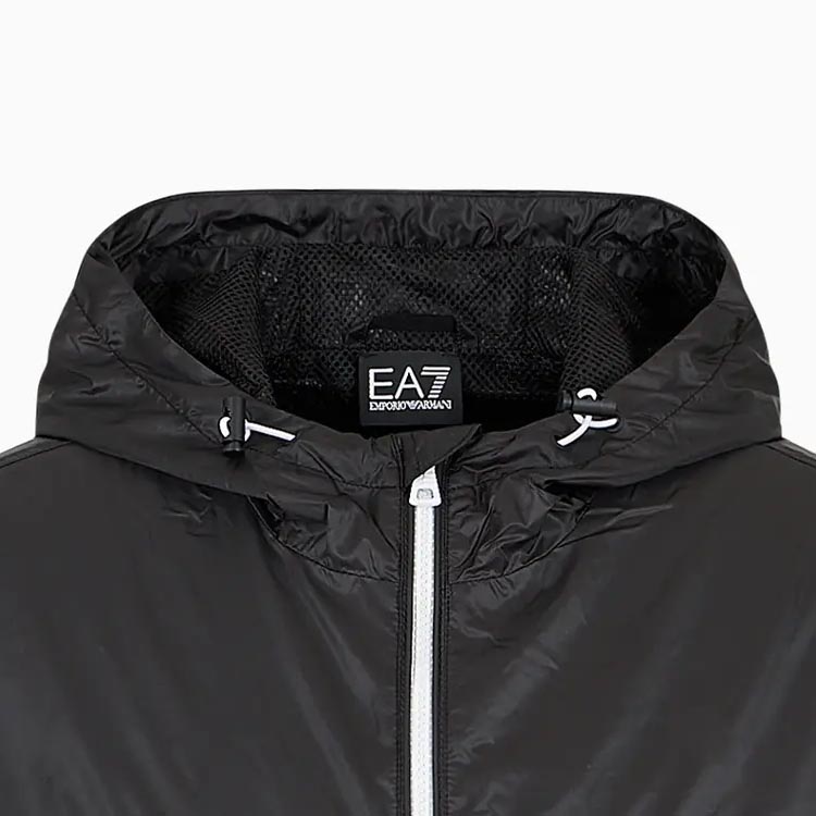 Shop EMPORIO ARMANI EA7 SS24 Jaket Zip Cetakan Logo Hitam 3DPB17-PN5ZZ-0208