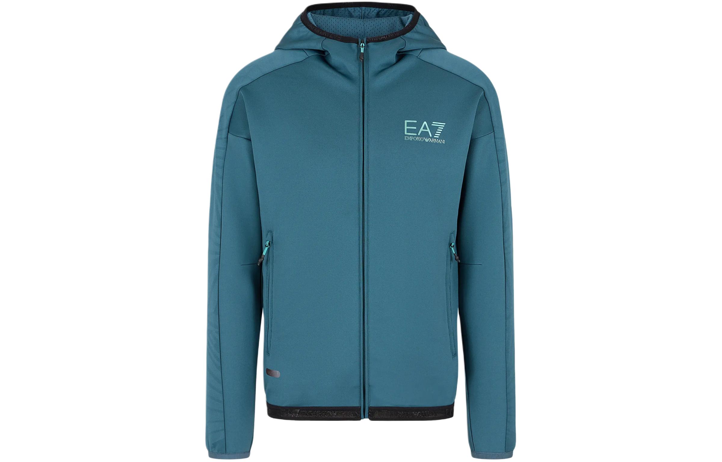 Emporio Armani EA7 SS24 Logo Print Zip Hoodie Green 3DPM30-PJAHZ-1821